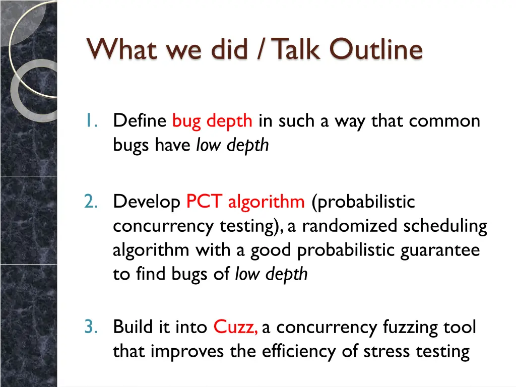 what we did talk outline