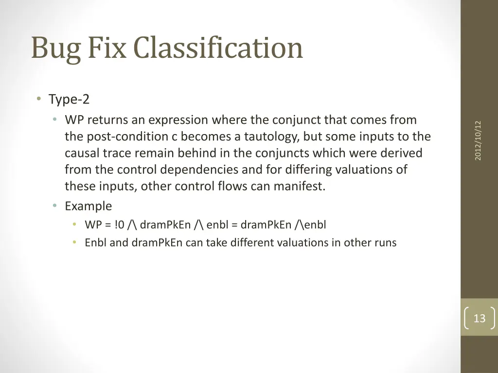 bug fix classification 1