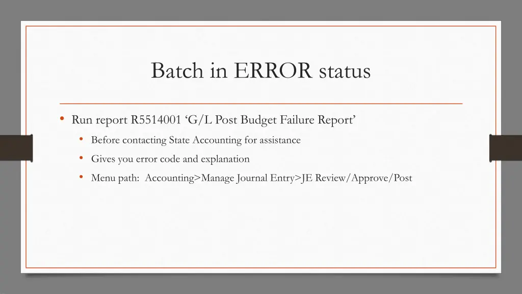 batch in error status