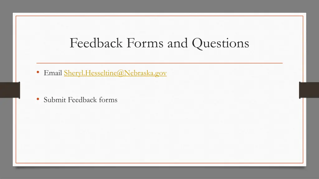 feedback forms and questions