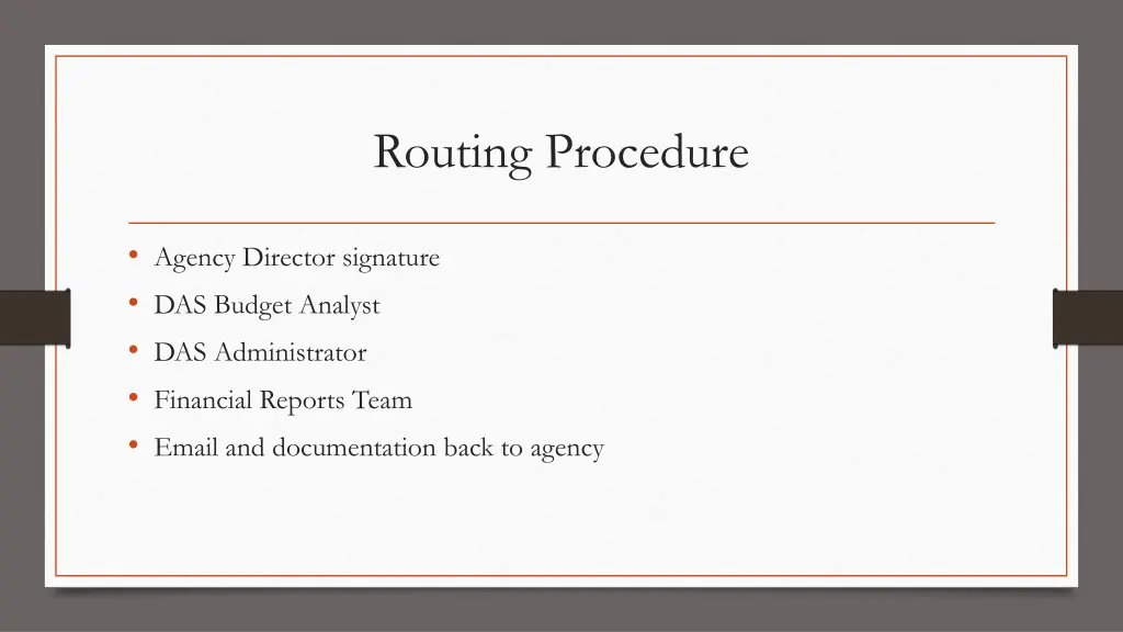 routing procedure