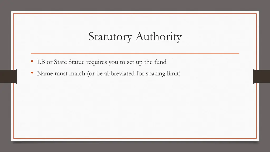 statutory authority