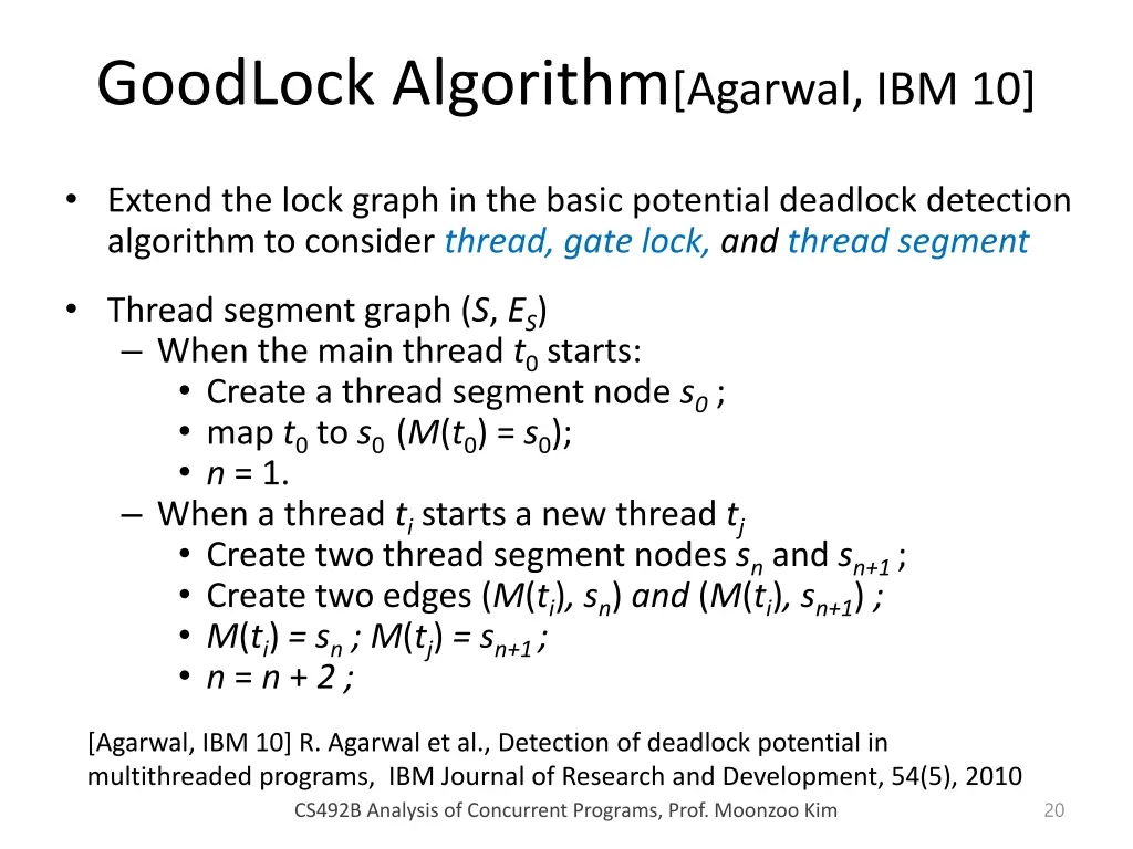 goodlock algorithm agarwal ibm 10