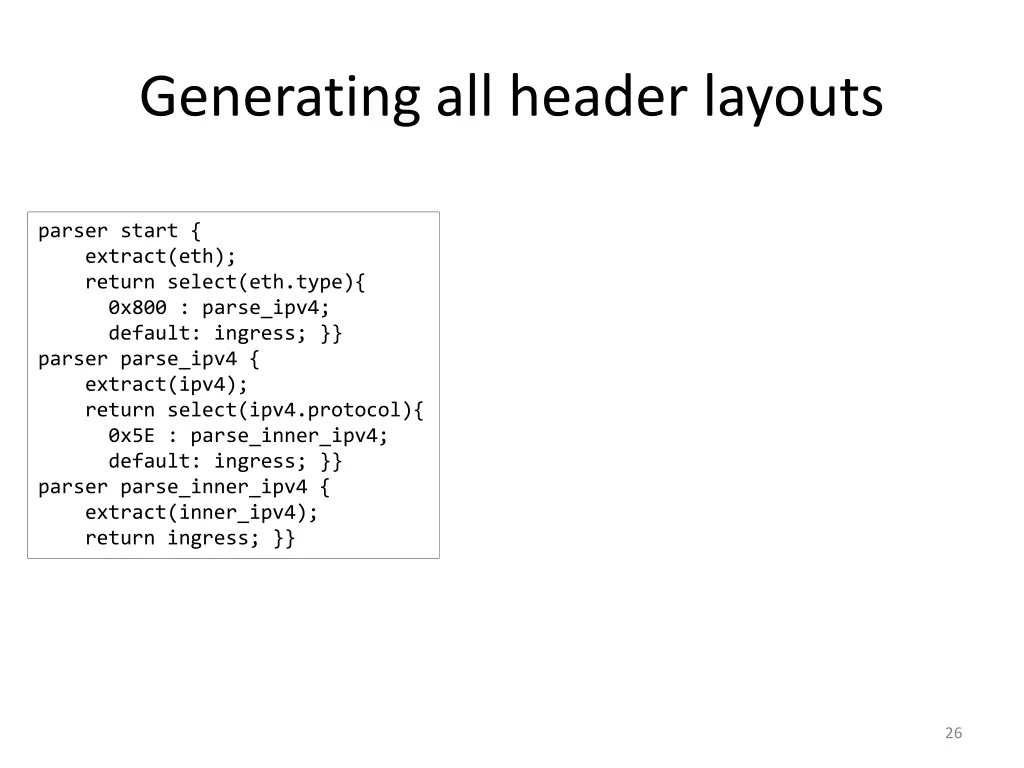 generating all header layouts