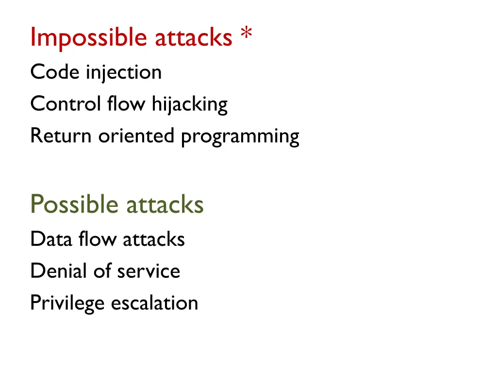 impossible attacks code injection control flow