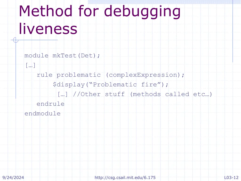 method for debugging liveness 2