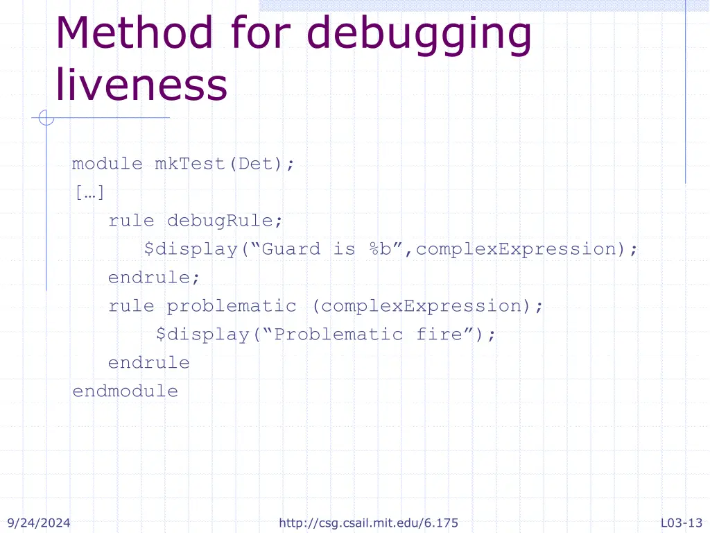 method for debugging liveness 3