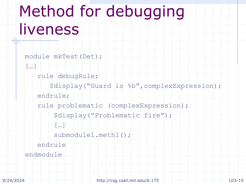 method for debugging liveness 4