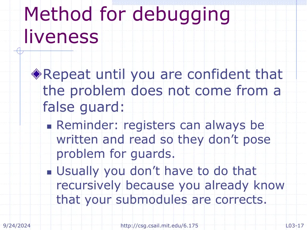 method for debugging liveness 6