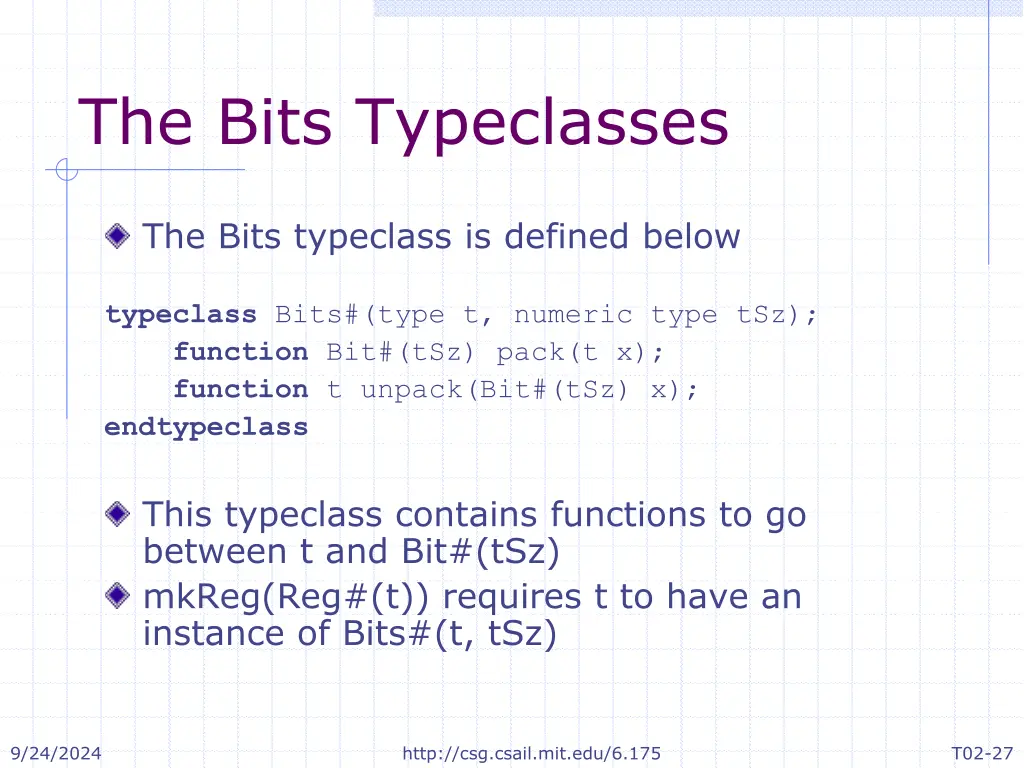 the bits typeclasses