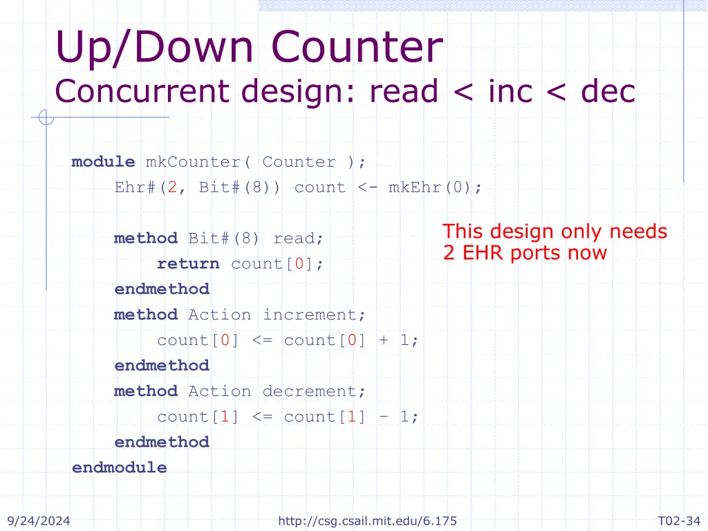 up down counter concurrent design read inc dec 1