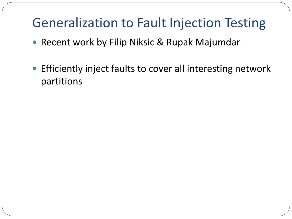 generalization to fault injection testing