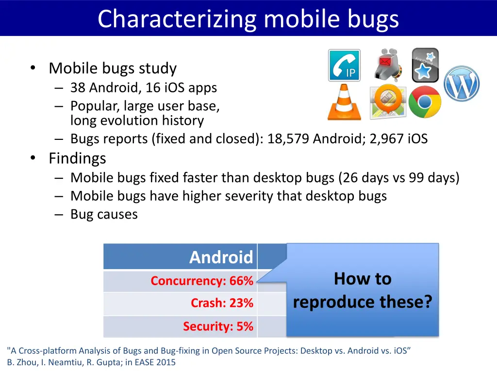 characterizing mobile bugs