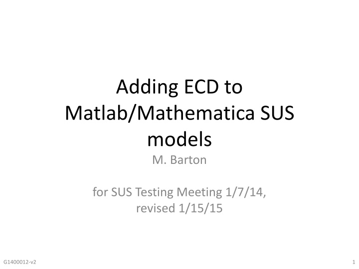 adding ecd to matlab mathematica sus models