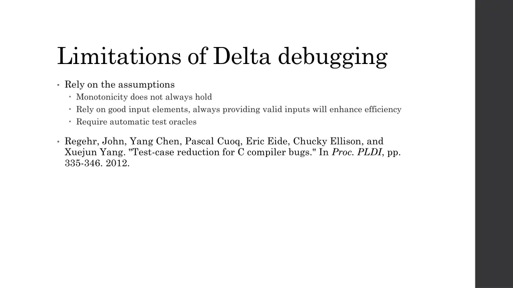 limitations of delta debugging