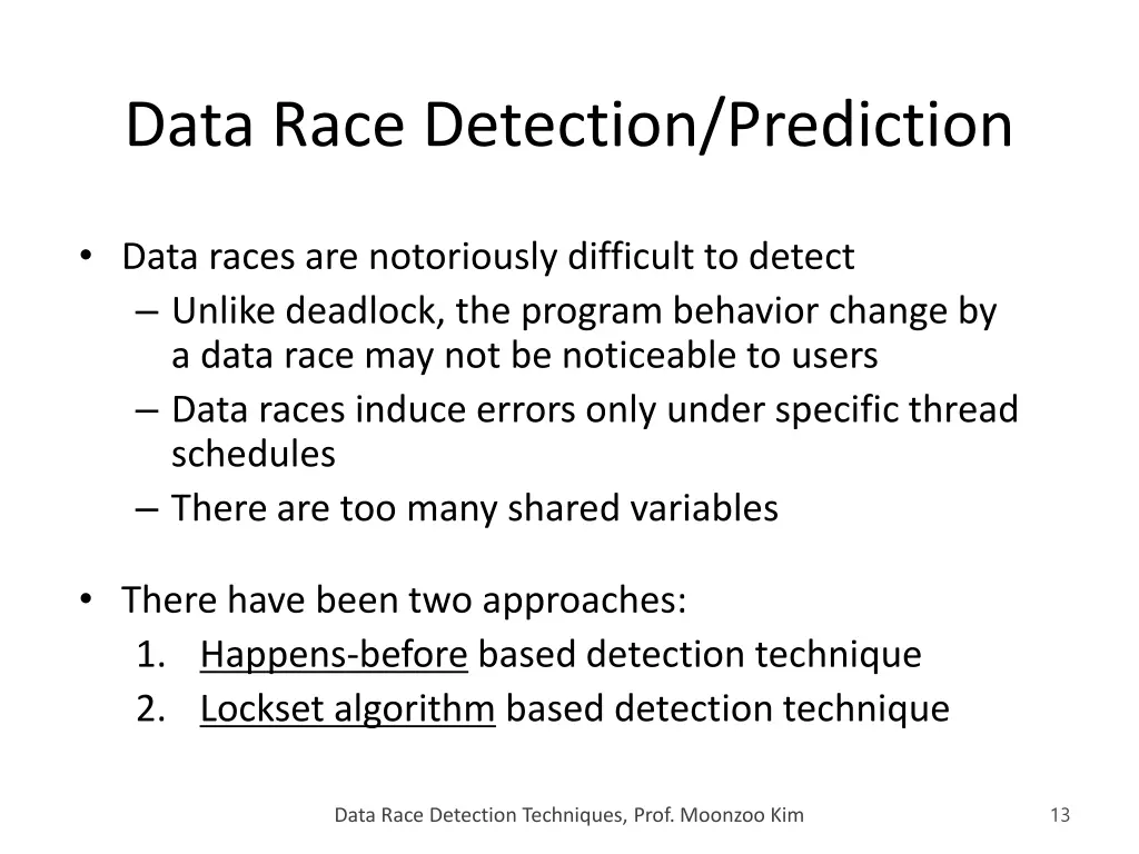 data race detection prediction