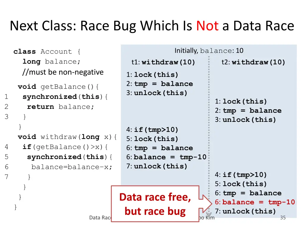 next class race bug which is not a data race