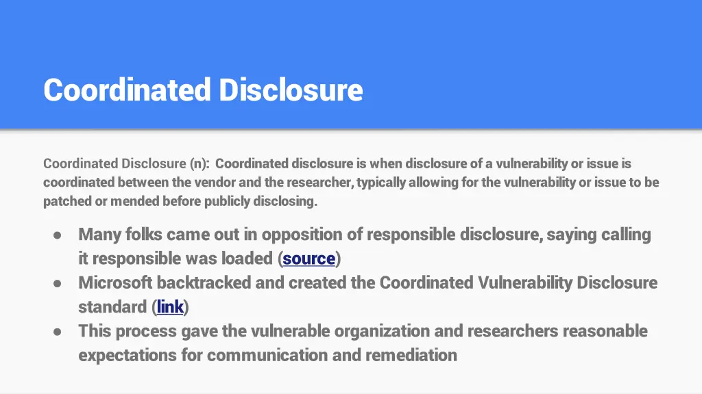 coordinated disclosure