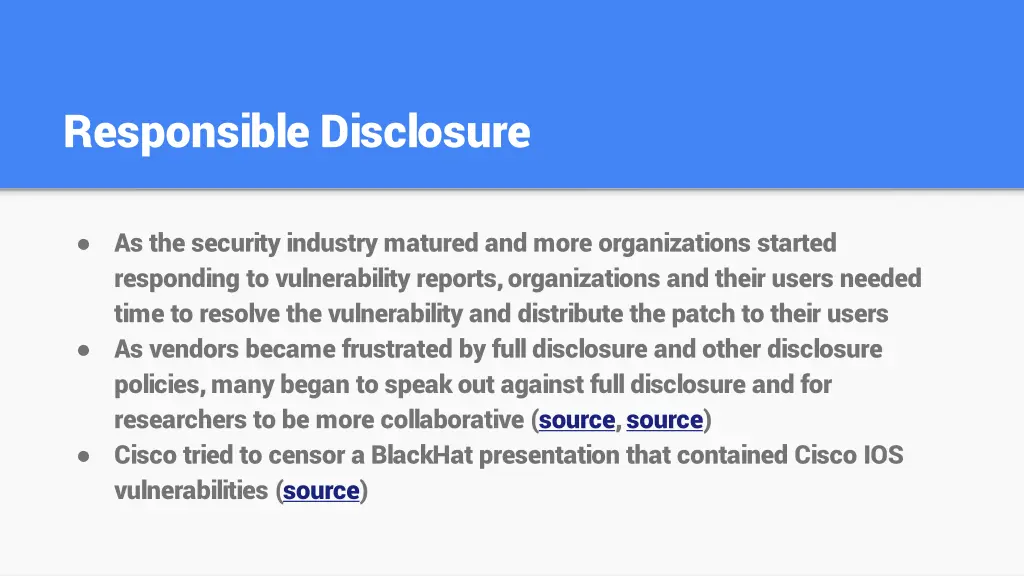 responsible disclosure