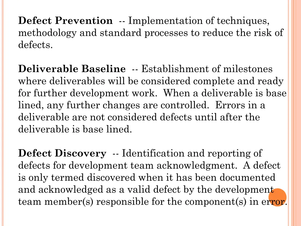 defect prevention implementation of techniques