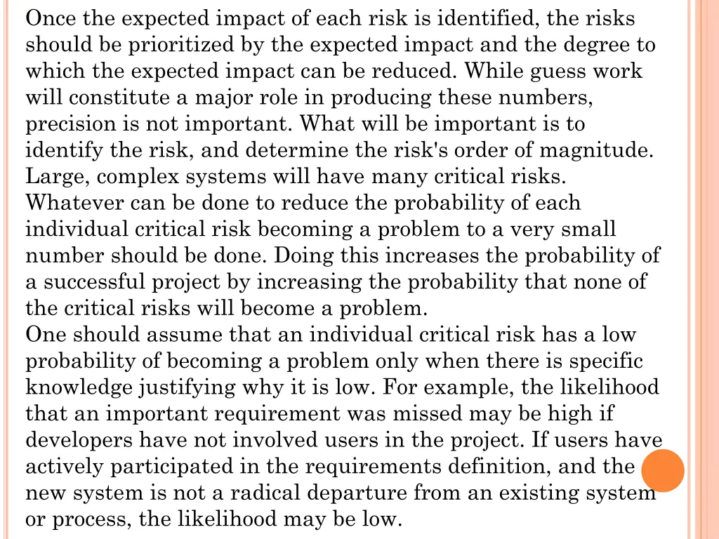 once the expected impact of each risk