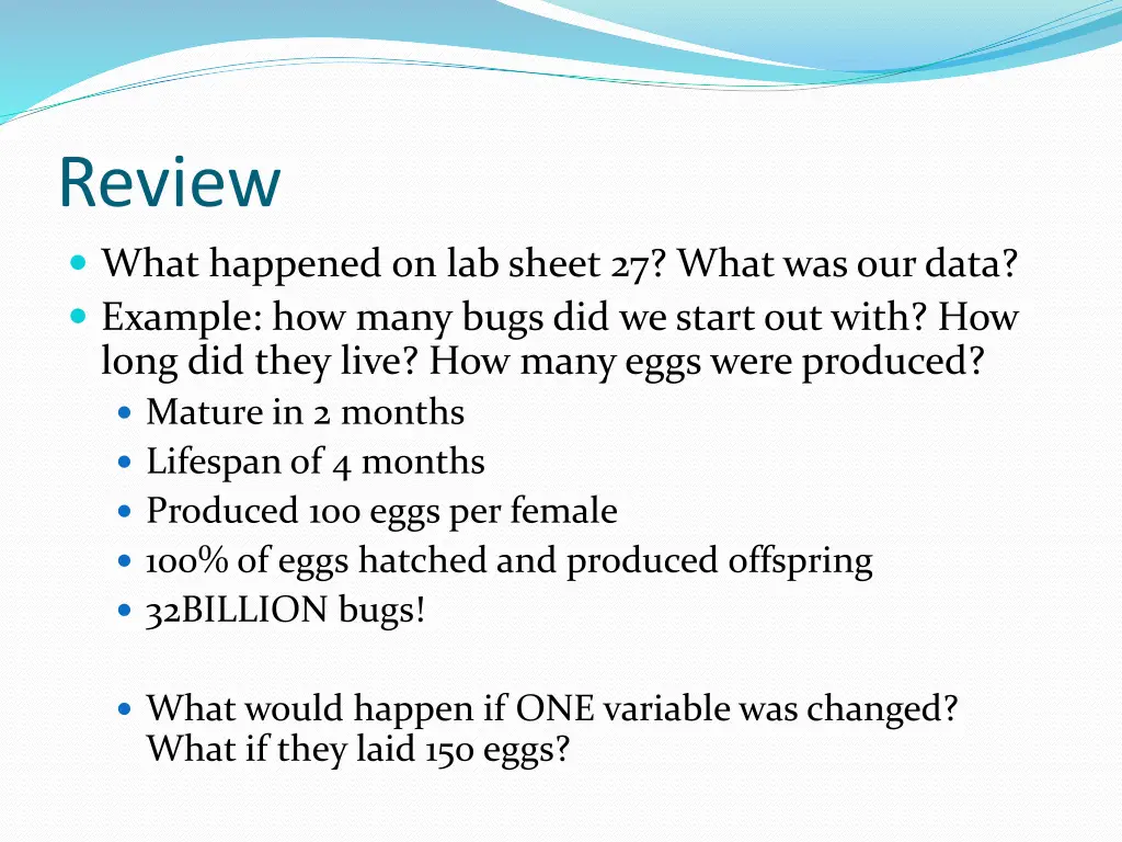 review what happened on lab sheet 27 what