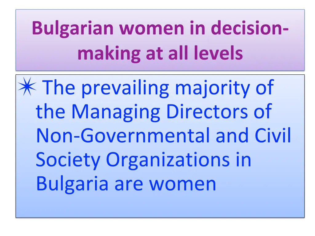 bulgarian women in decision making at all levels