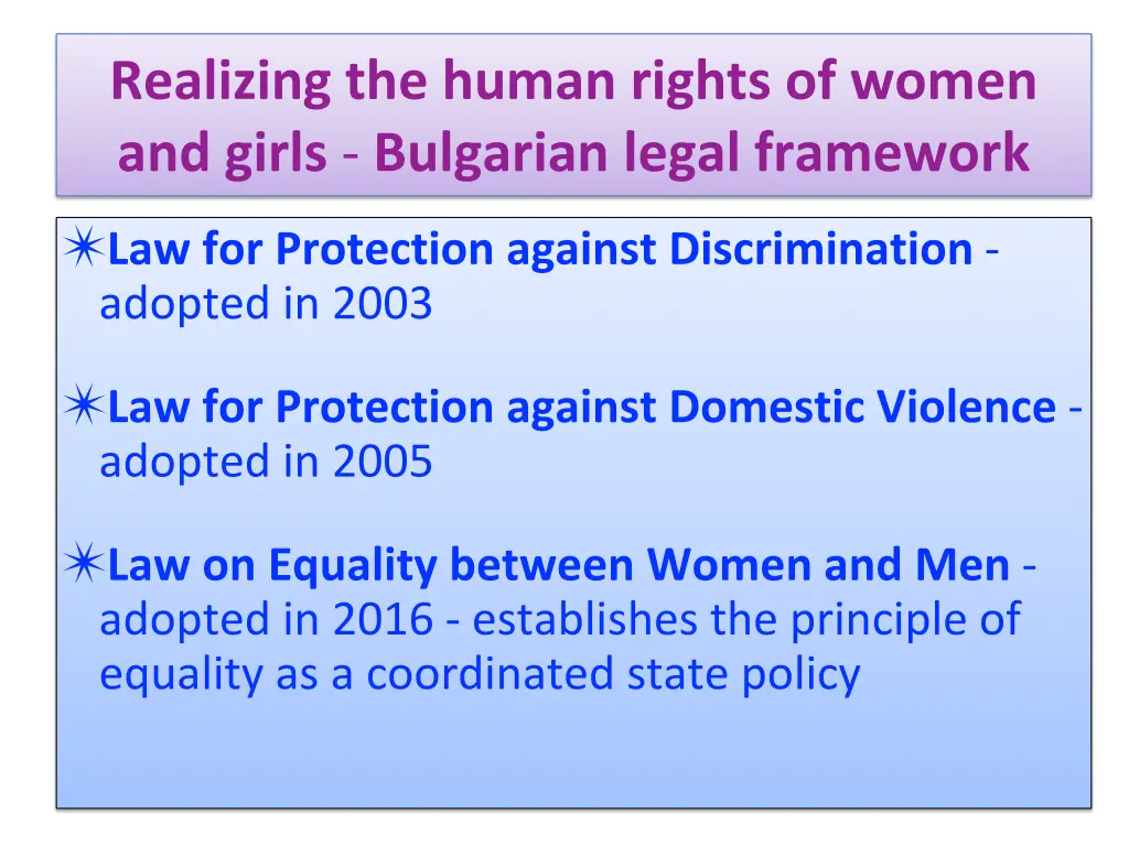 realizing the human rights of women and girls