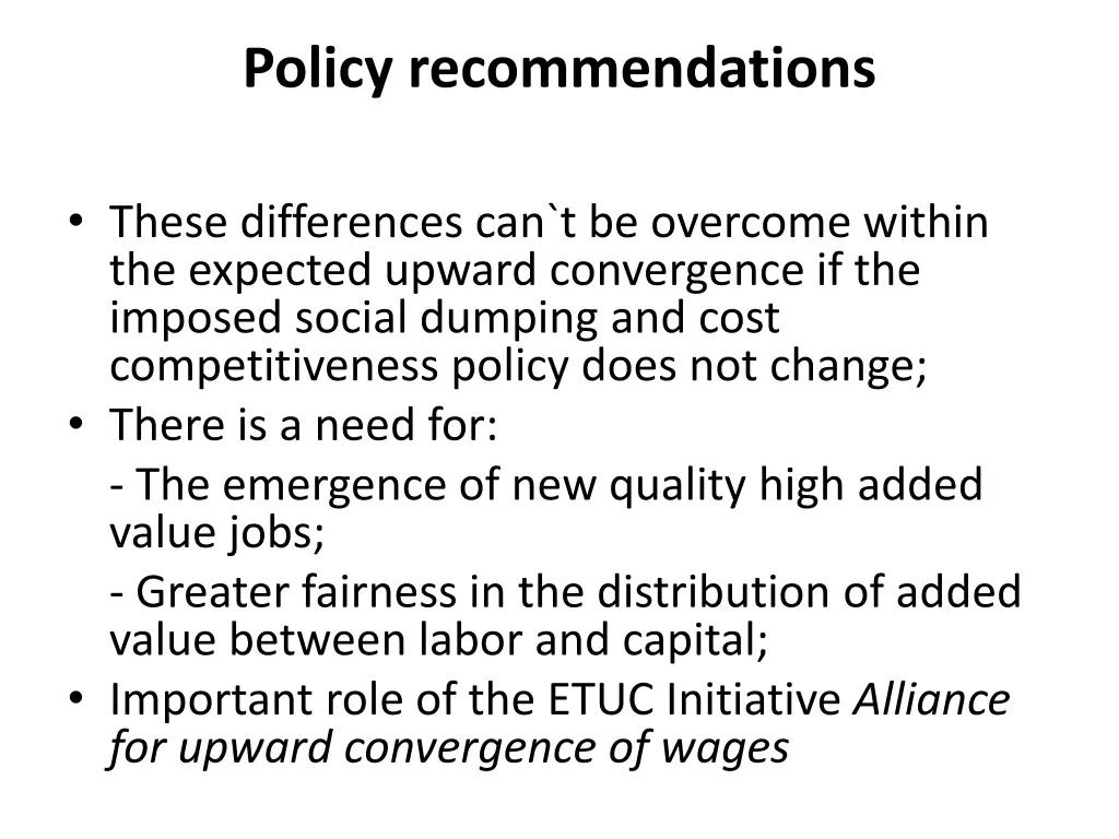 policy recommendations