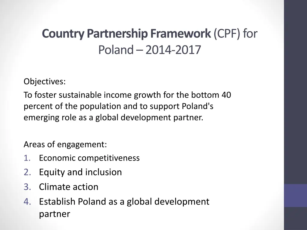 country partnership framework cpf for poland 2014