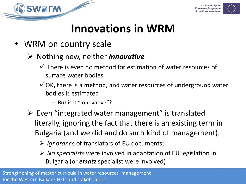 innovations in wrm 1