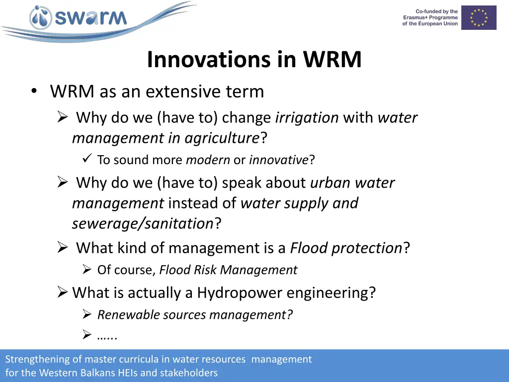 innovations in wrm 2