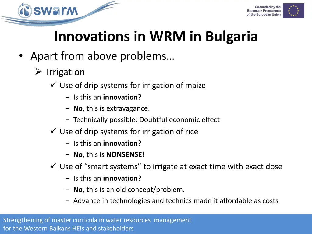 innovations in wrm in bulgaria apart from above