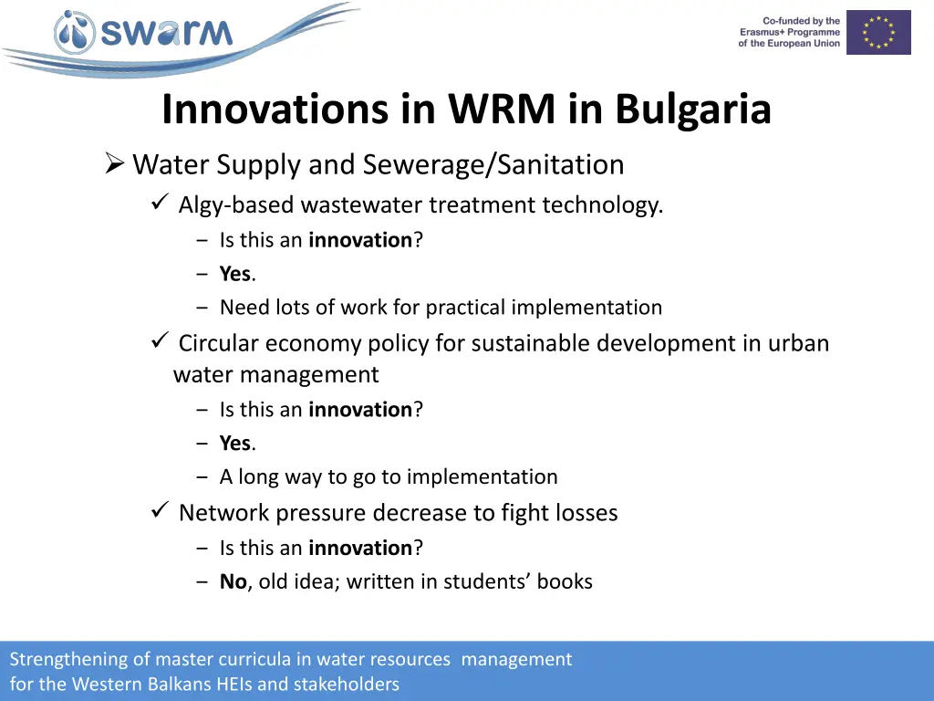 innovations in wrm in bulgaria water supply