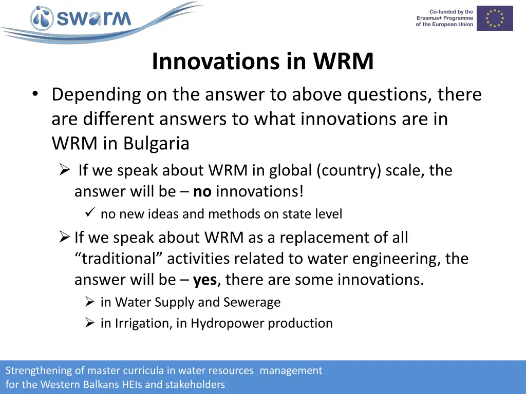 innovations in wrm