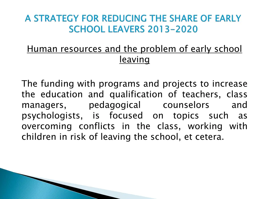 human resources and the problem of early school 2