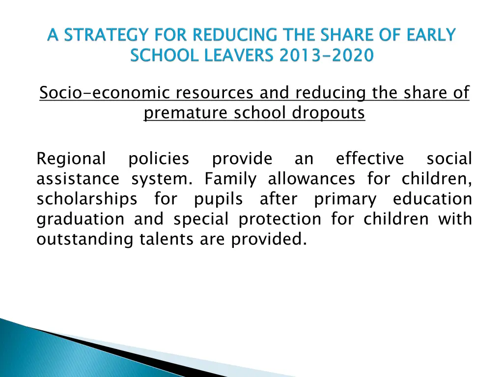 socio economic resources and reducing the share