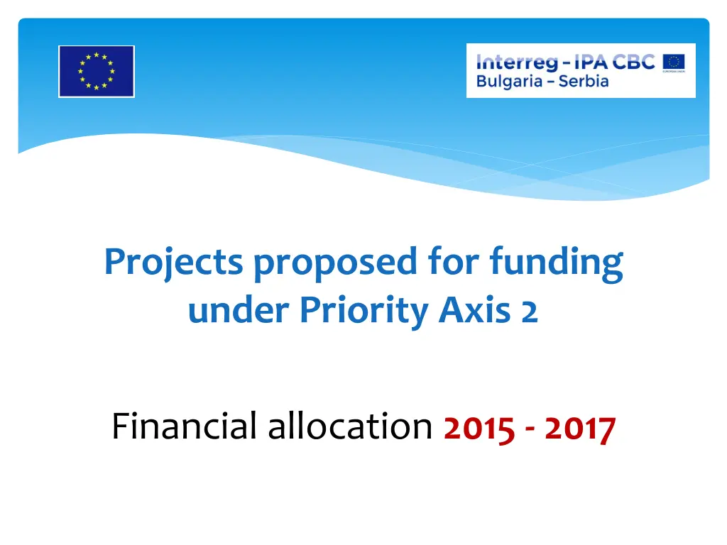 projects proposed for funding under priority axis 2