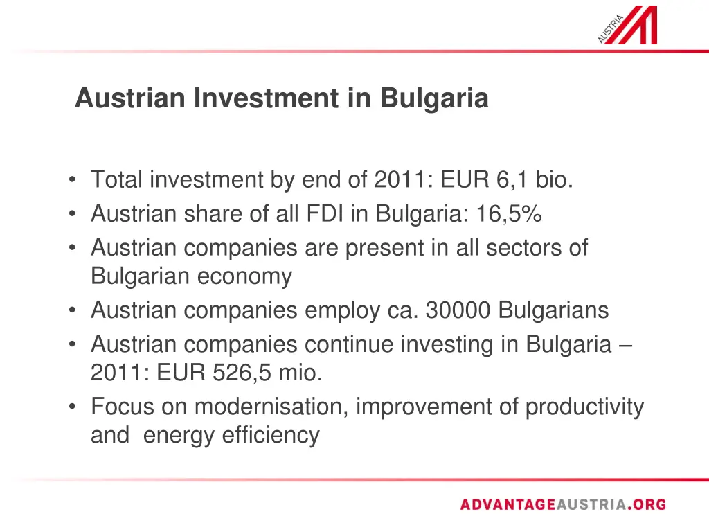 austrian investment in bulgaria