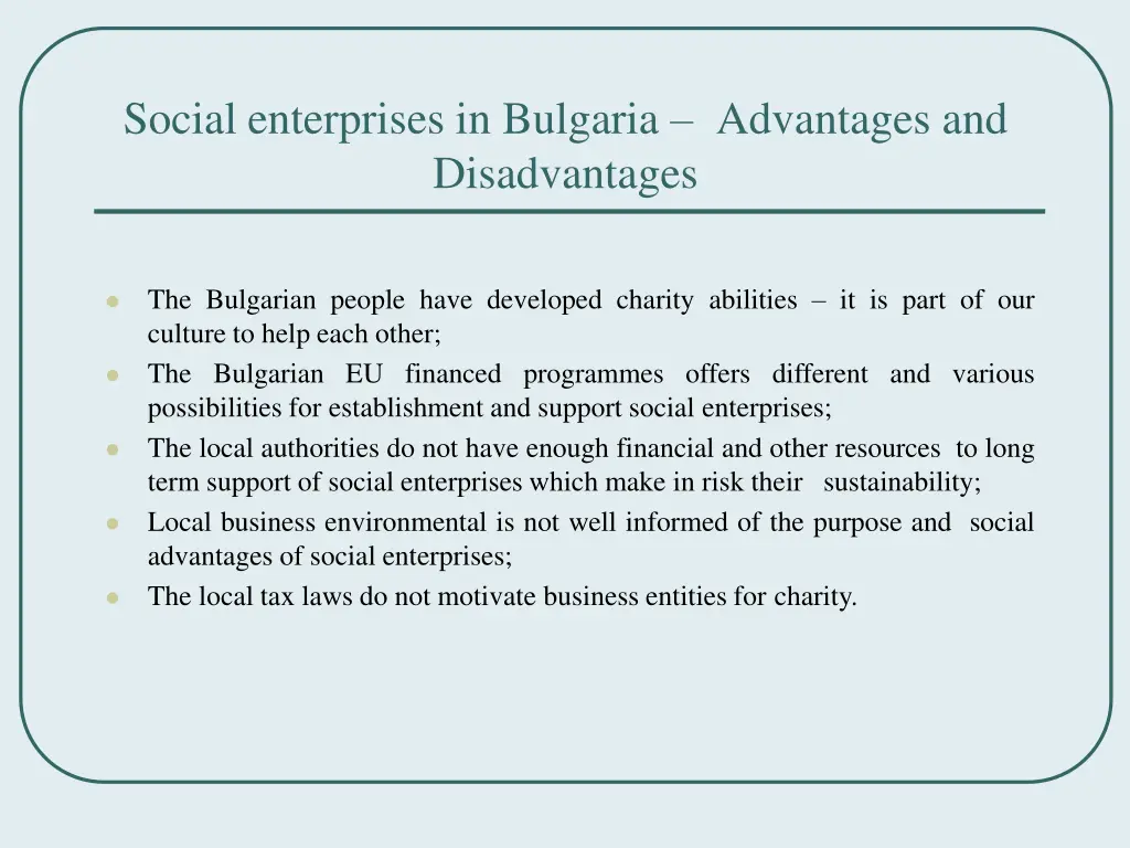 social enterprises in bulgaria advantages