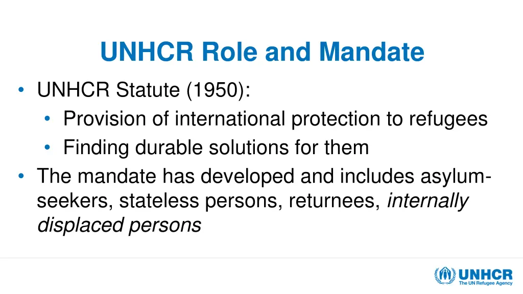 unhcr role and mandate