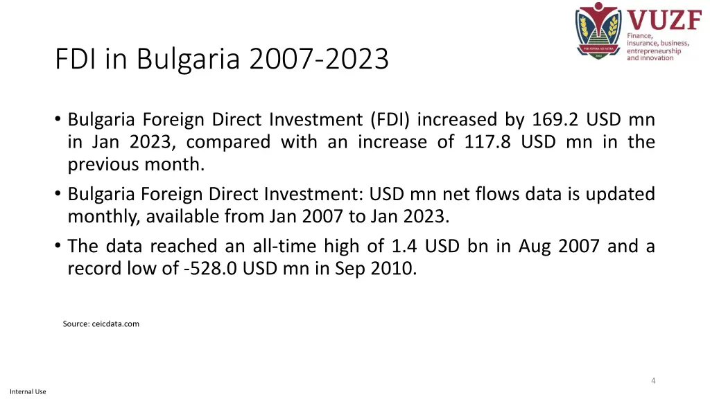 fdi in bulgaria 2007 2023