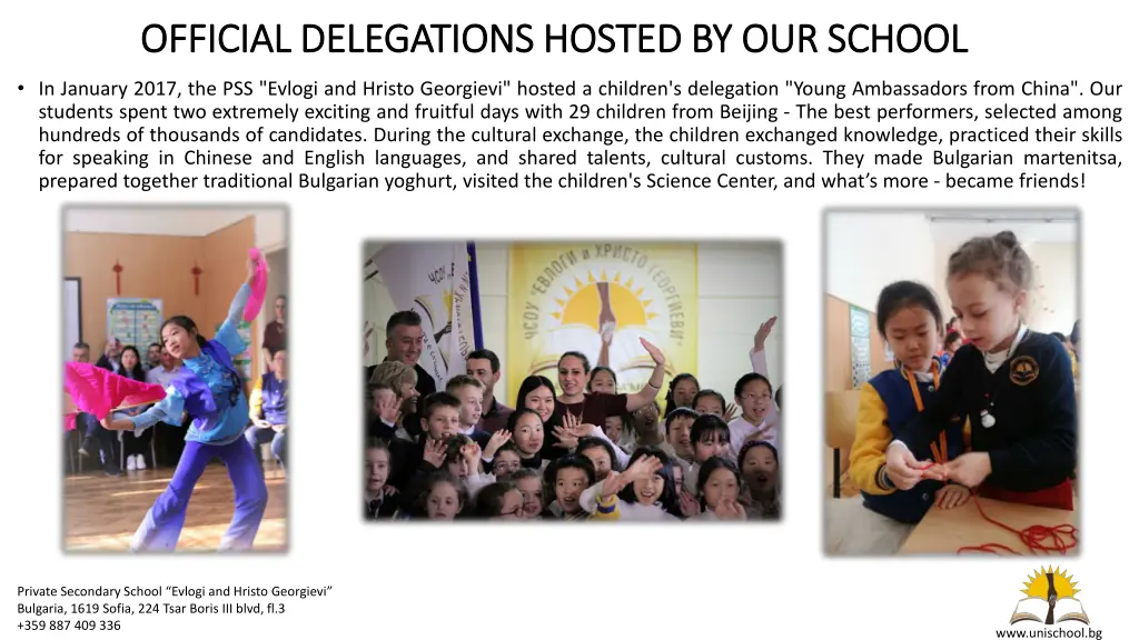 official delegations hosted by our school