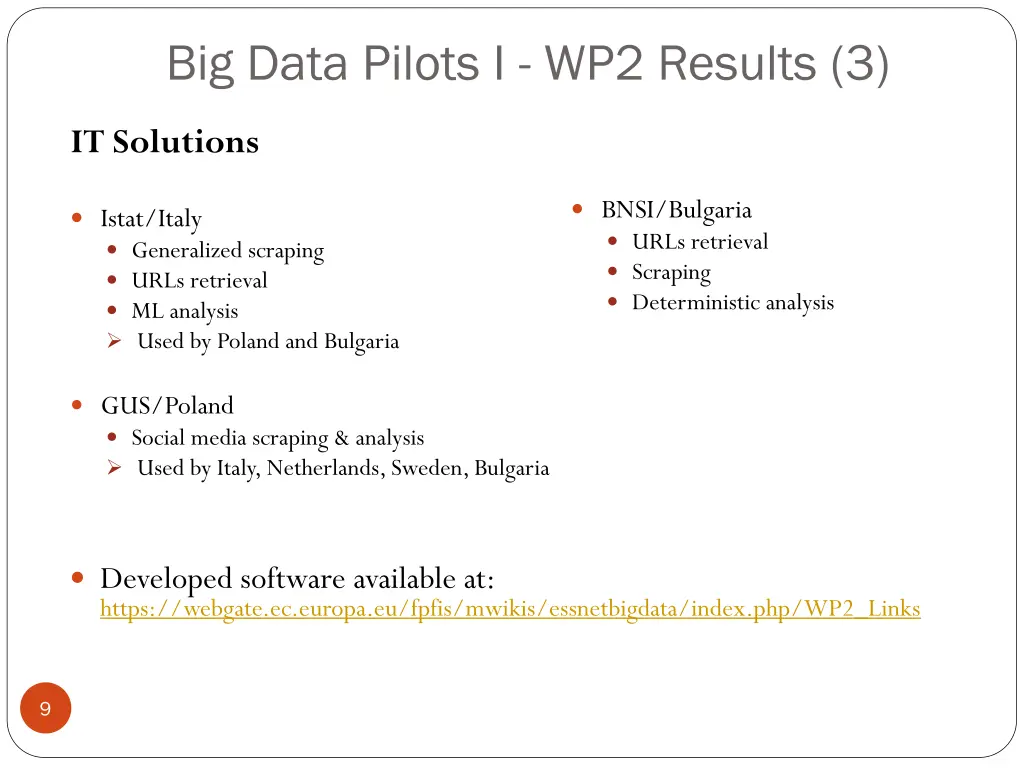 big data pilots i wp2 results 3