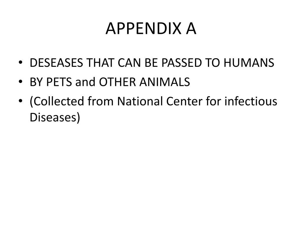 appendix a