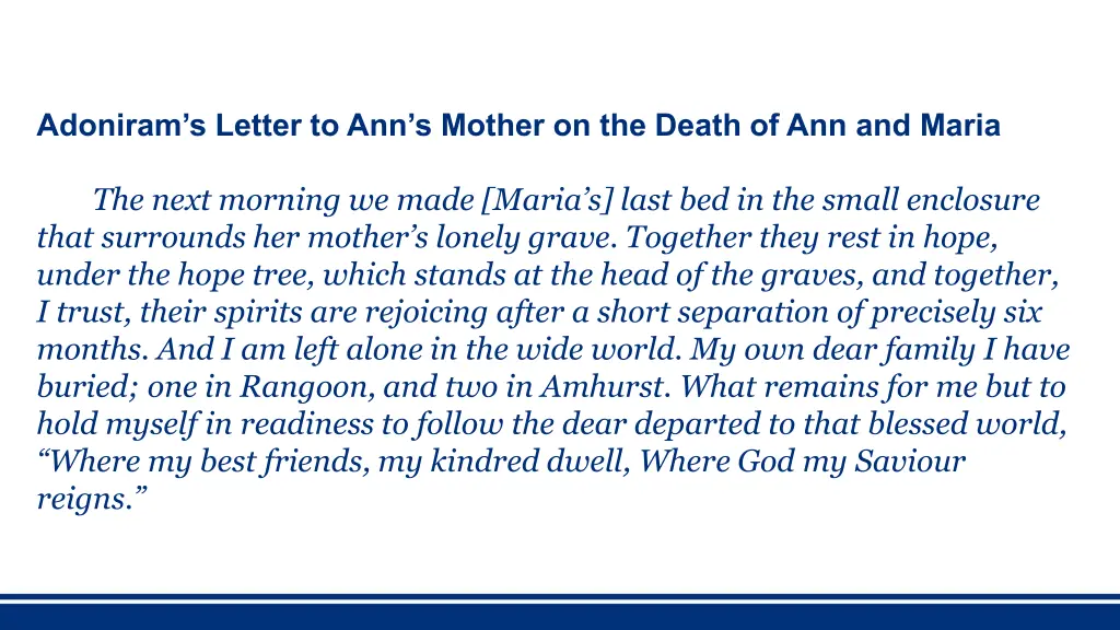 adoniram s letter to ann s mother on the death