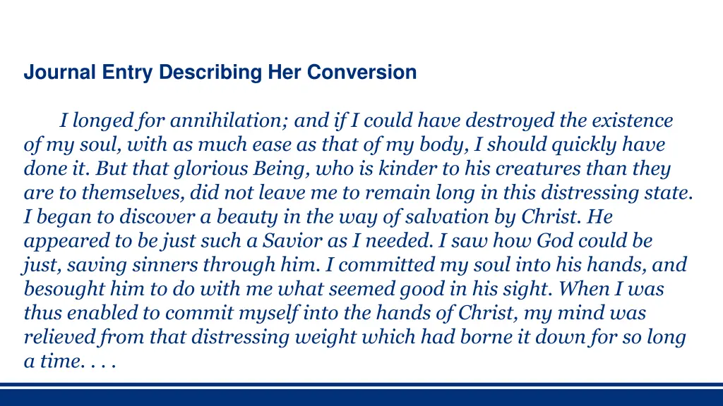 journal entry describing her conversion