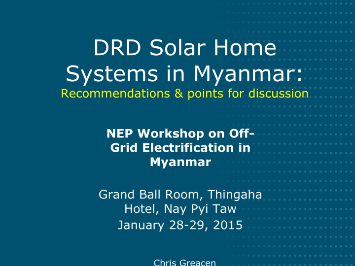 drd solar home systems in myanmar recommendations