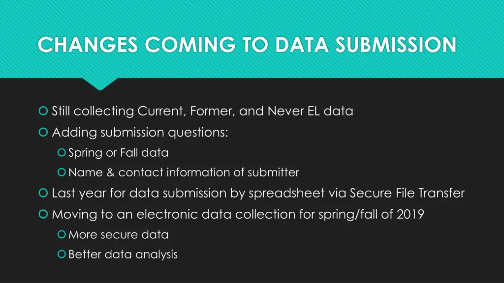 changes coming to data submission