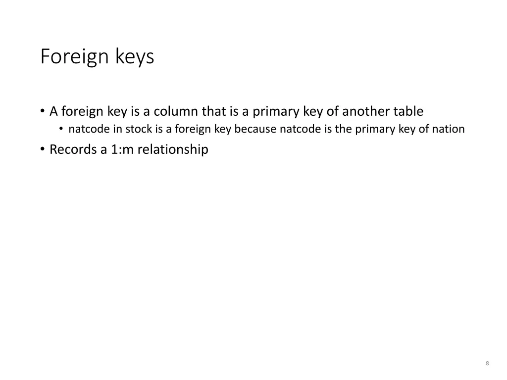 foreign keys